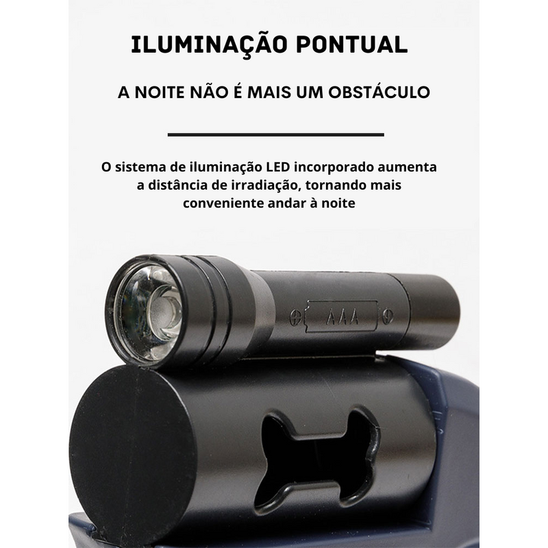 Coleira Dupla Retrátil com Lanterna | Dog Collar Pro - Praticidade No Passeio Com Seu Pet