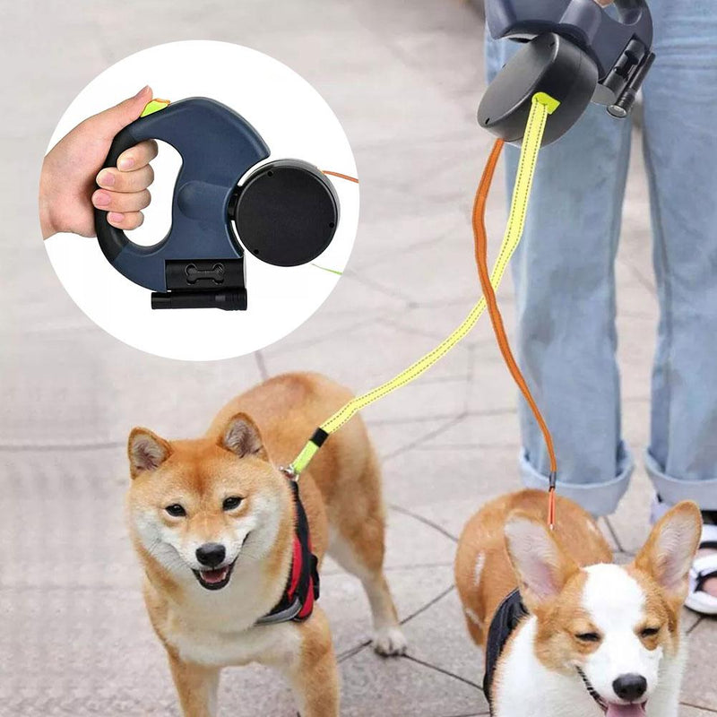 Coleira Dupla Retrátil com Lanterna | Dog Collar Pro - Praticidade No Passeio Com Seu Pet